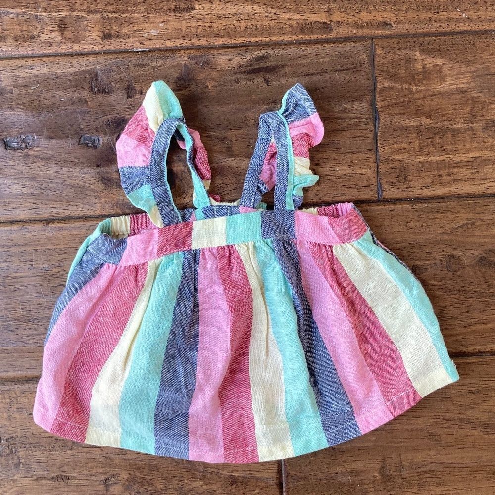Old Navy Sleeveless Ruffle-Trim Top Girls 6-12 Months Linen Blend Colorful